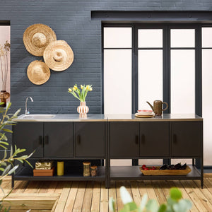 Mobile da esterno, 2 moduli in acciaio inossidabile, nero