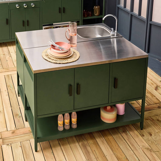 Mobile da esterno, 2 moduli in acciaio inossidabile, verde