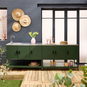 Mobile da esterno, 2 moduli in acciaio inossidabile, verde