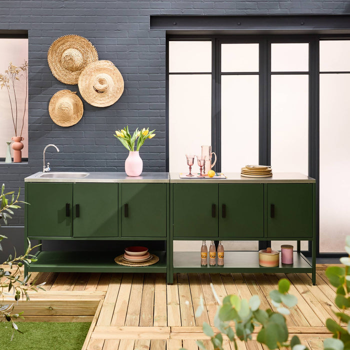 Mobile da esterno, 2 moduli in acciaio inossidabile, verde