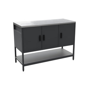 Mobile da esterno in acciaio 3 ante e 1 ripiano, 120cm, nero