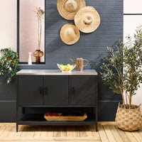 Mobile da esterno in acciaio 3 ante e 1 ripiano, 120cm, nero