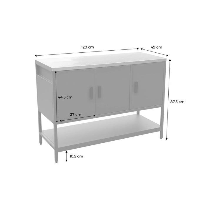 Mobile da esterno in acciaio 3 ante e 1 ripiano, 120cm, verde