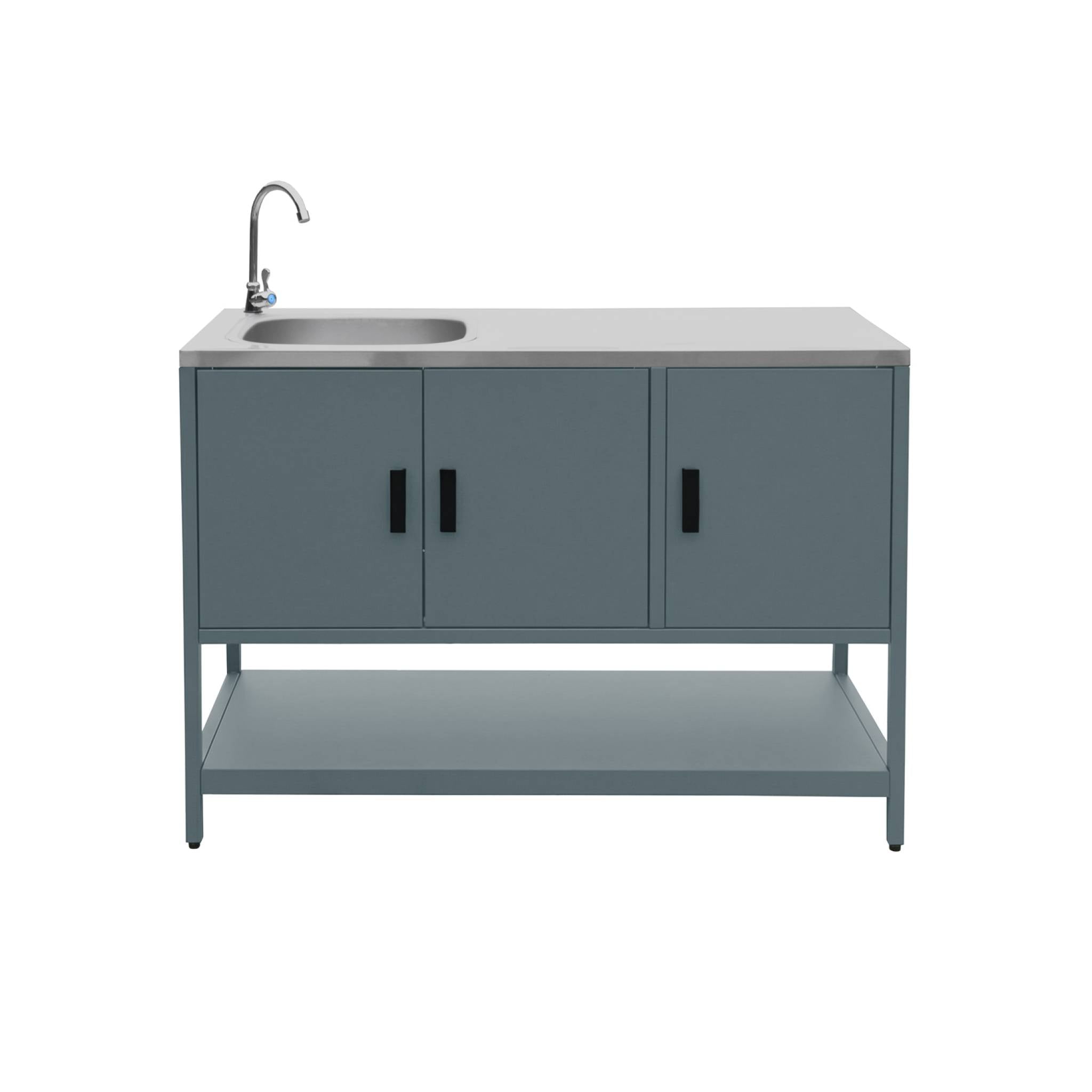 Mobile da esterno in acciaio con lavandino, 120cm, blu grigio