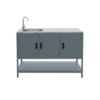 Mobile da esterno in acciaio con lavandino, 120cm, blu grigio
