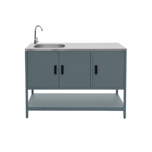 Mobile da esterno in acciaio con lavandino, 120cm, blu grigio