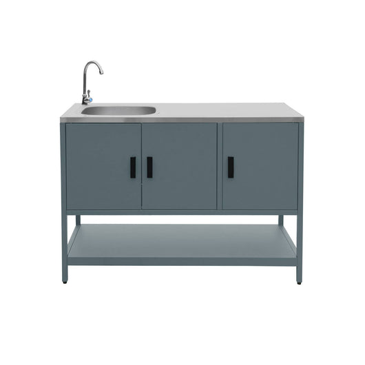 Mobile da esterno in acciaio con lavandino, 120cm, blu grigio