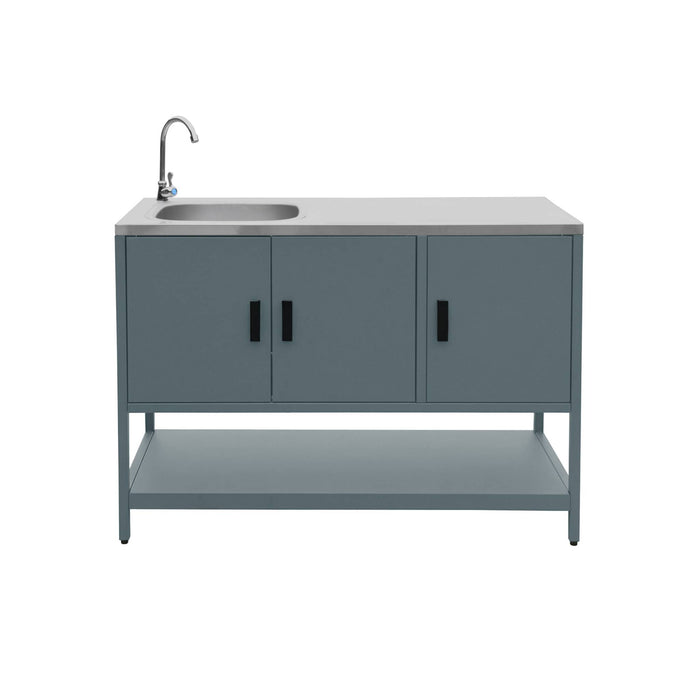 Mobile da esterno in acciaio con lavandino, 120cm, blu grigio