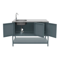 Mobile da esterno in acciaio con lavandino, 120cm, blu grigio