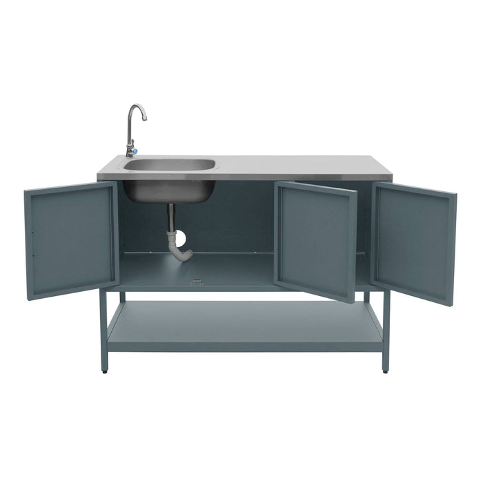 Mobile da esterno in acciaio con lavandino, 120cm, blu grigio