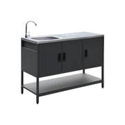 Mobile da esterno in acciaio con lavandino, 120cm, nero