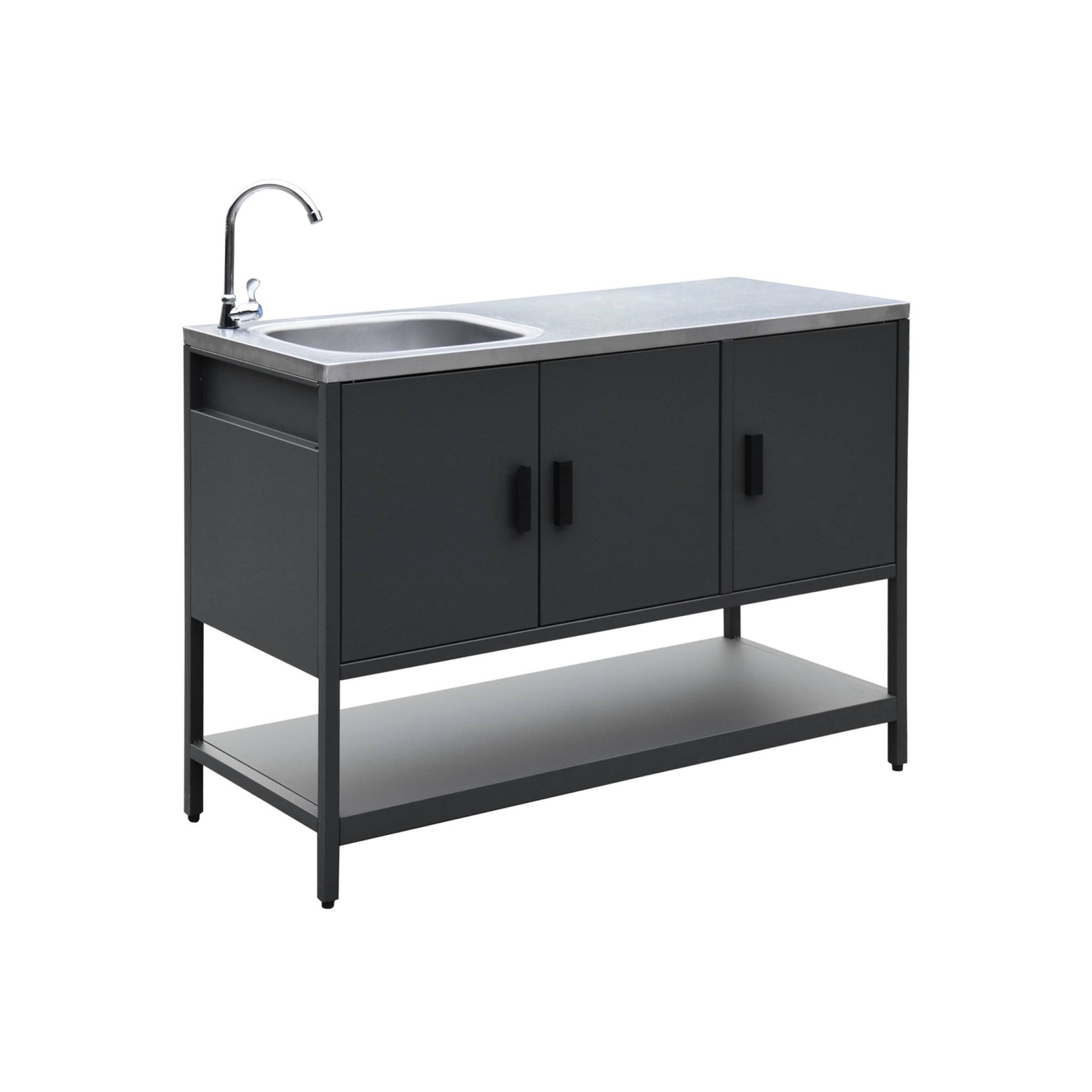 Mobile da esterno in acciaio con lavandino, 120cm, nero