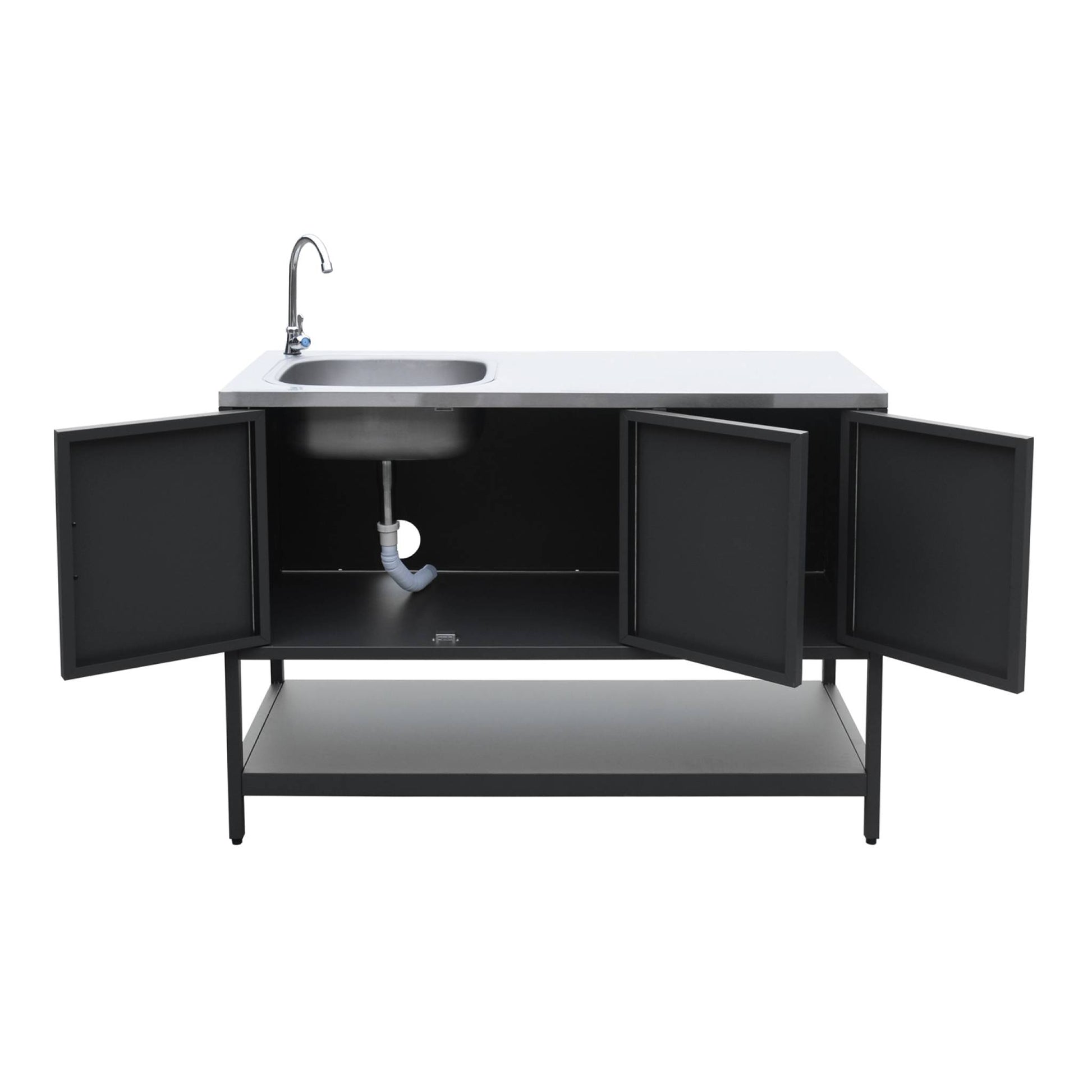 Mobile da esterno in acciaio con lavandino, 120cm, nero