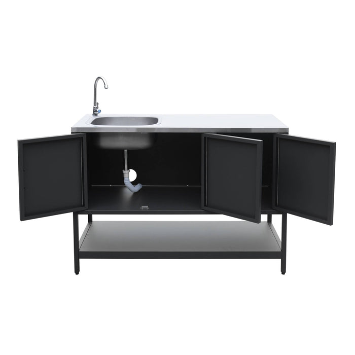 Mobile da esterno in acciaio con lavandino, 120cm, nero