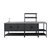 Mobile da esterno, 3 moduli in acciaio inox, nero