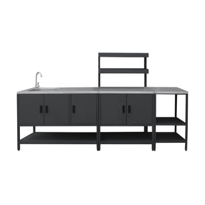 Mobile da esterno, 3 moduli in acciaio inox, nero