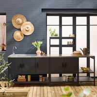 Mobile da esterno, 3 moduli in acciaio inox, nero