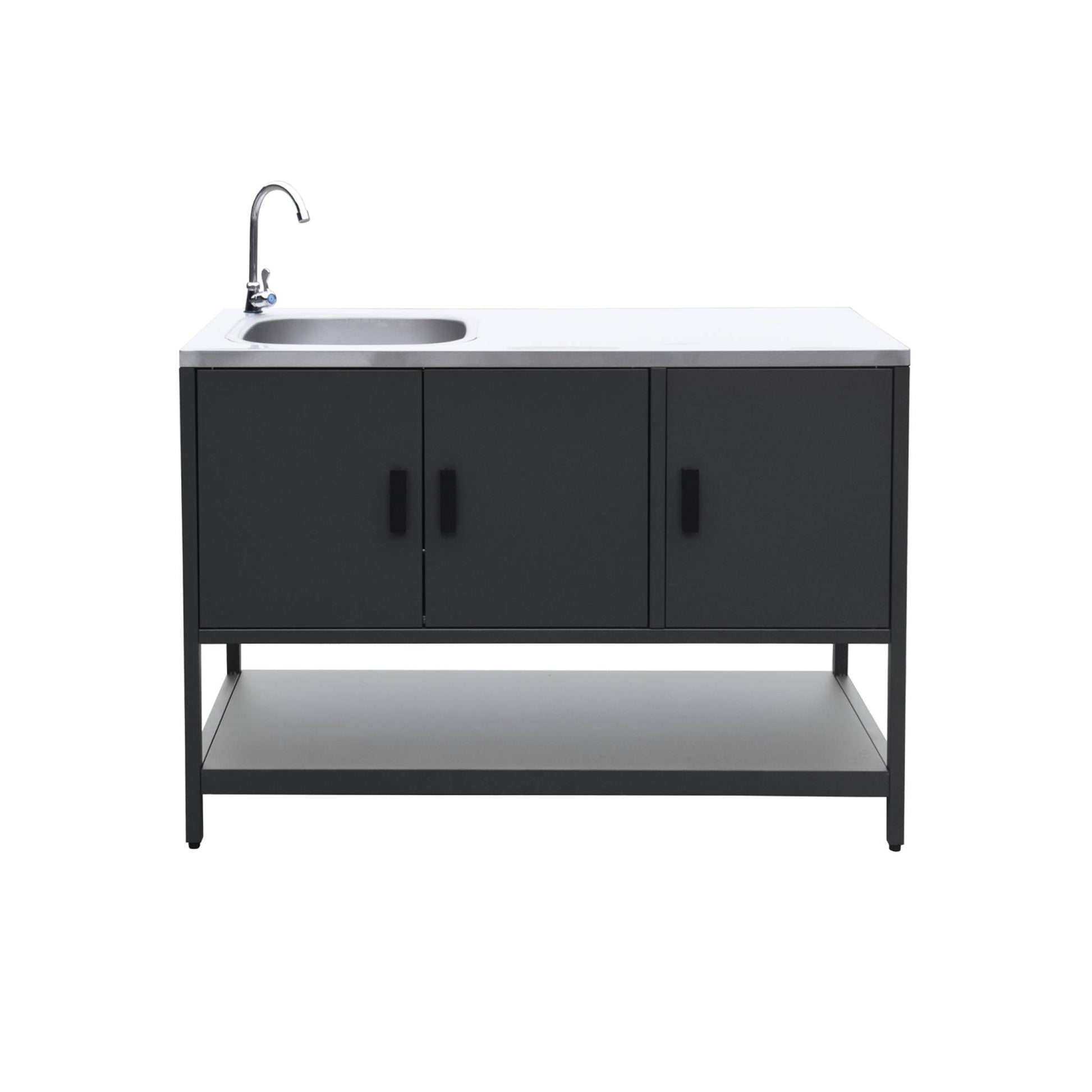 Mobile da esterno, 3 moduli in acciaio inox, nero