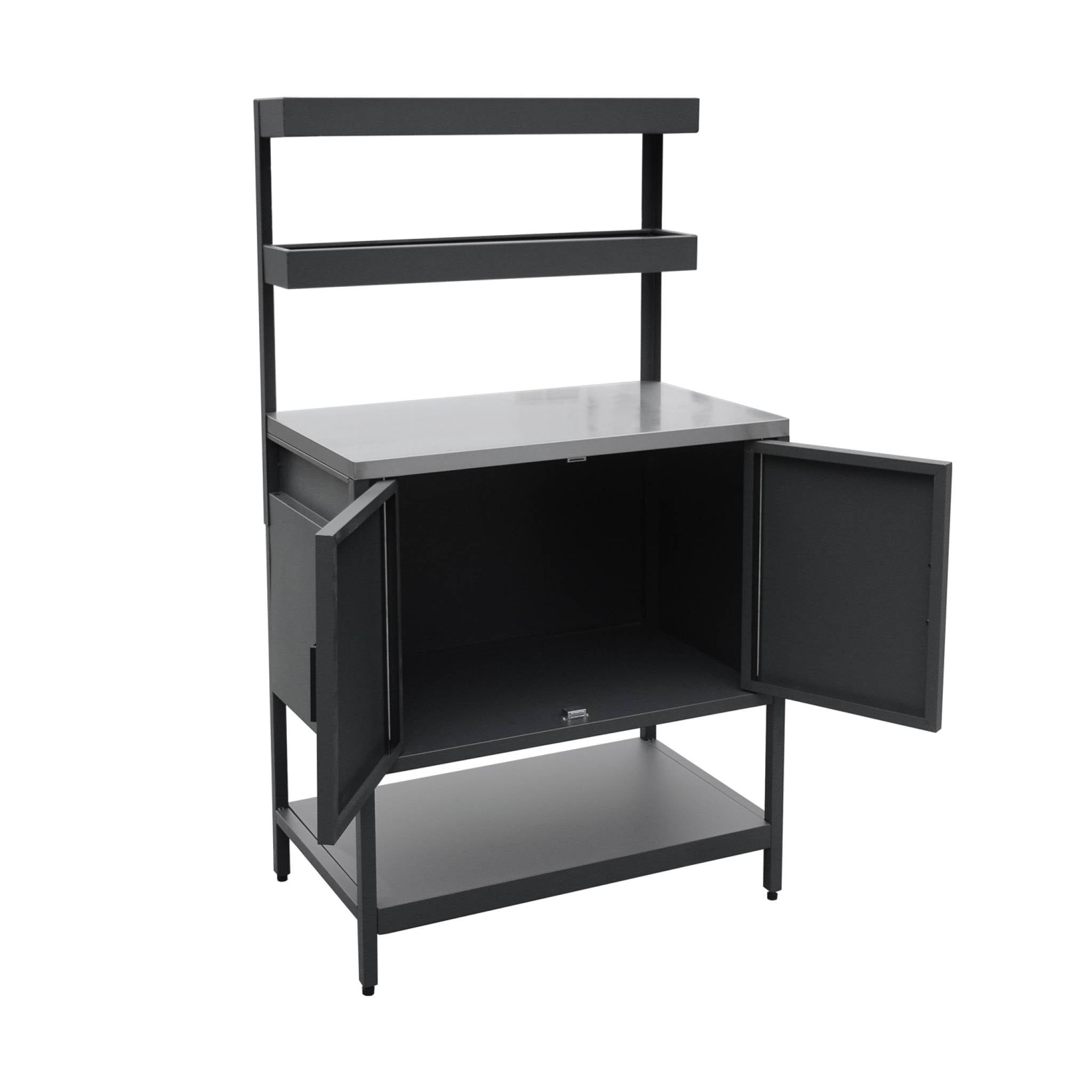 Mobile da esterno, 3 moduli in acciaio inox, nero