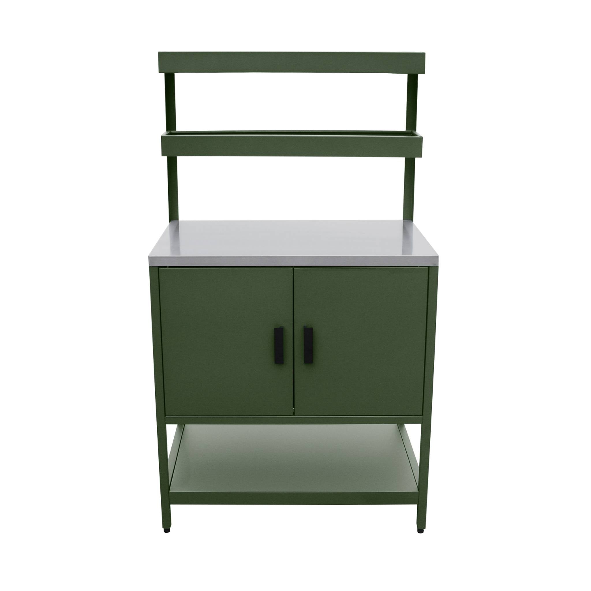 Mobile da esterno, 3 moduli in acciaio inox, verde