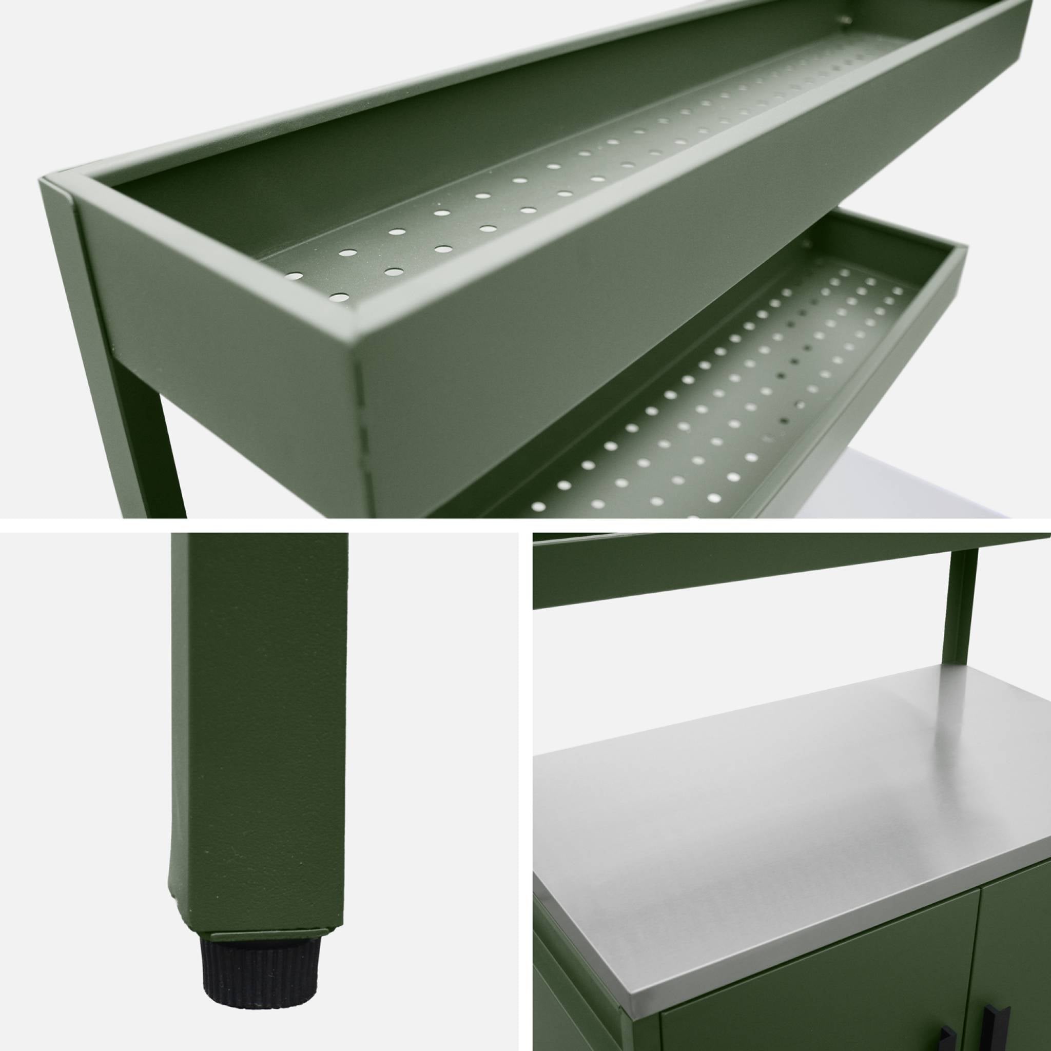 Mobile da esterno, 3 moduli in acciaio inox, verde