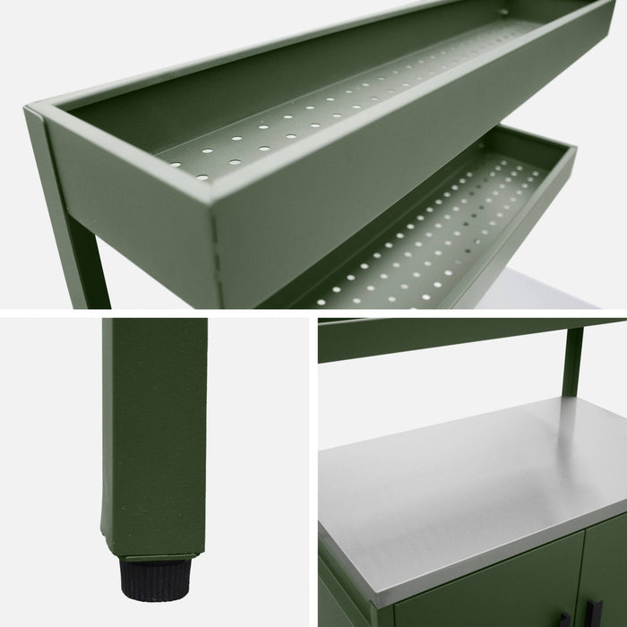 Mobile da esterno, 3 moduli in acciaio inox, verde