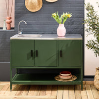 Mobile da esterno in acciaio con lavandino, 120cm, verde