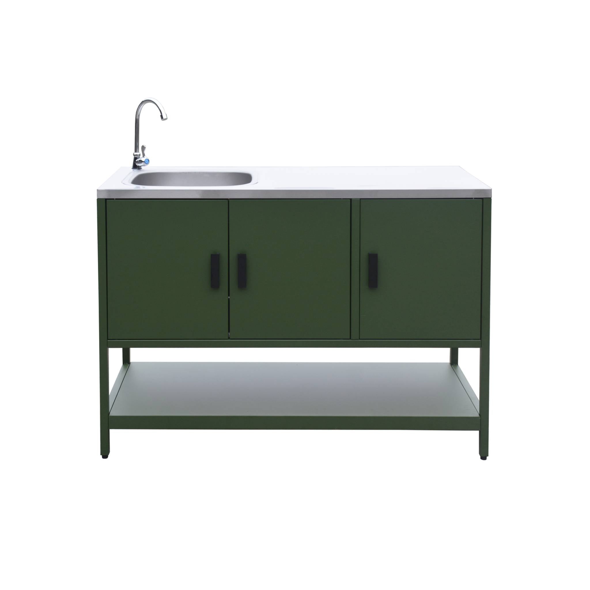 Mobile da esterno in acciaio con lavandino, 120cm, verde