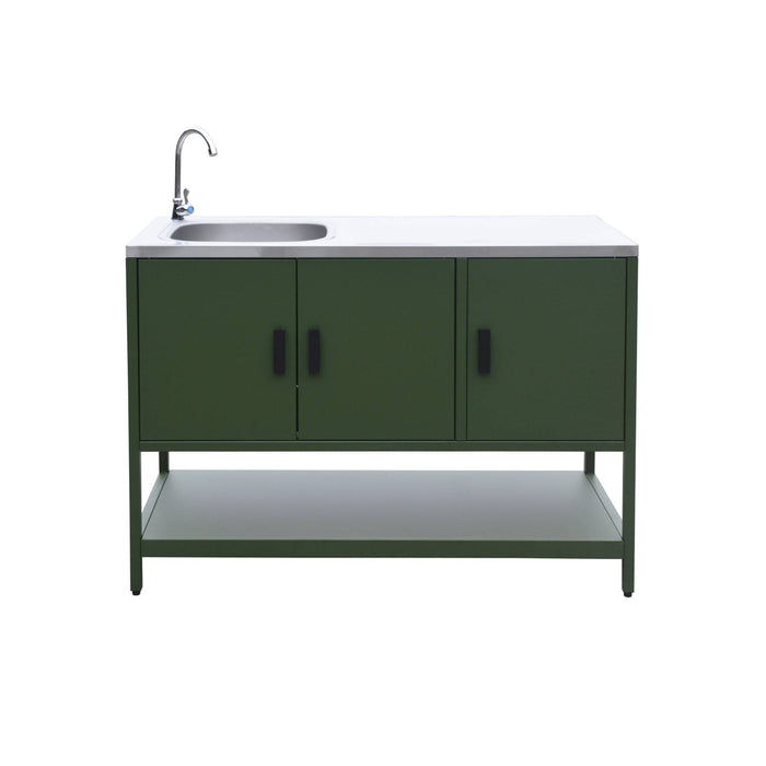 Mobile da esterno in acciaio con lavandino, 120cm, verde
