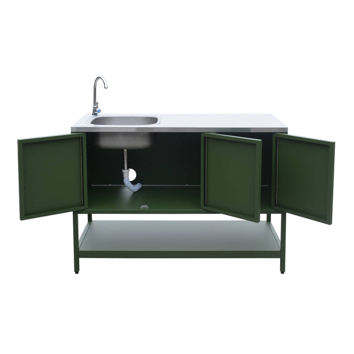 Mobile da esterno in acciaio con lavandino, 120cm, verde