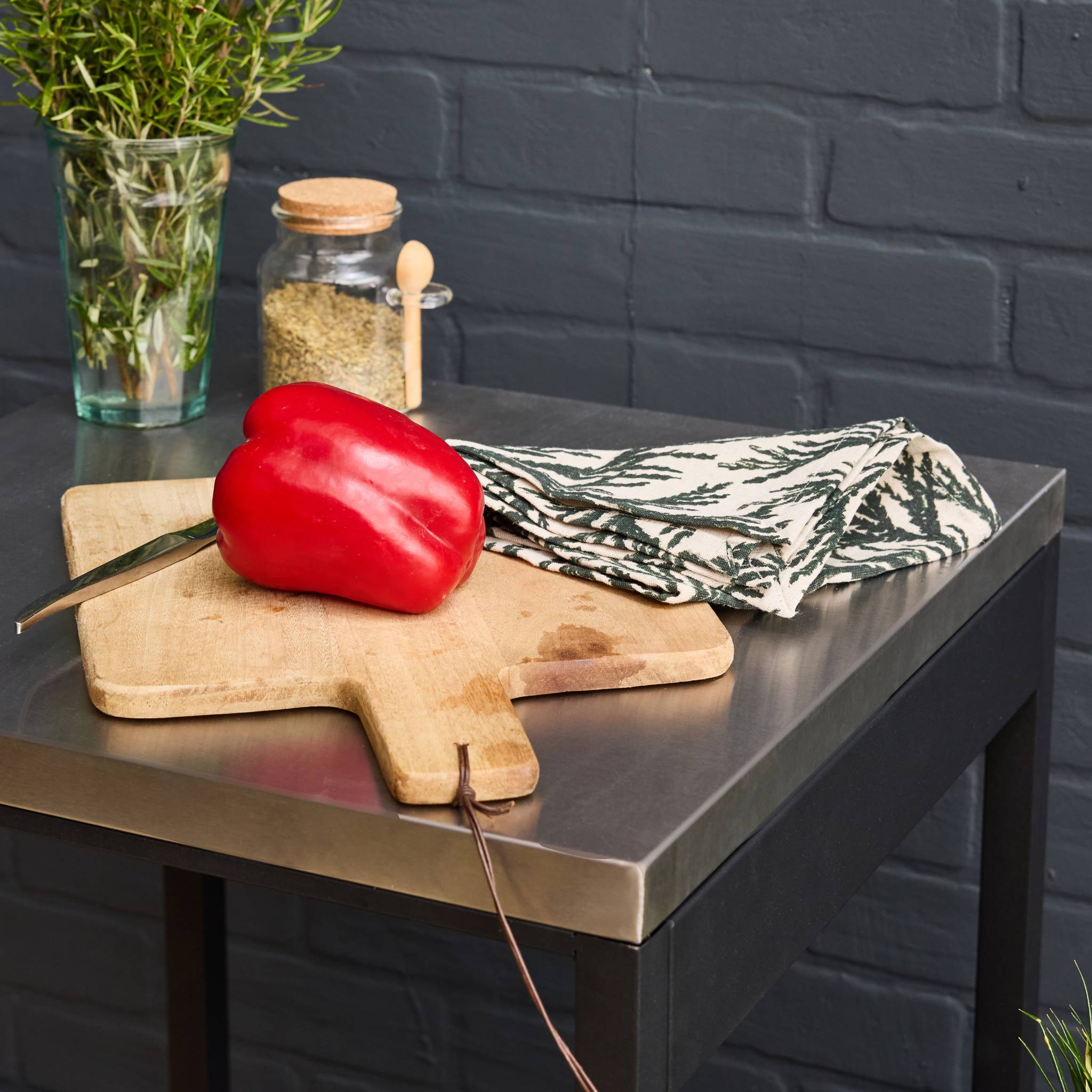 Mobile da esterno in acciaio con 2 ripiani, 49cm, nero