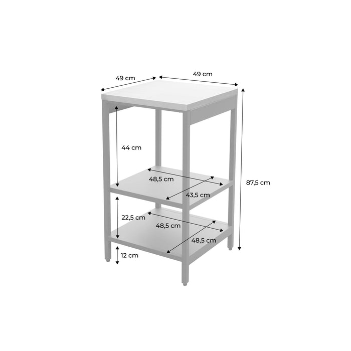 Mobile da esterno in acciaio con 2 ripiani, 49cm, nero