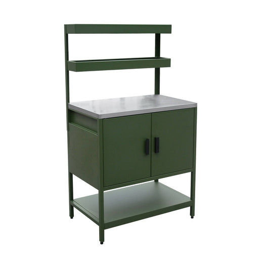 Mobile da esterno in acciaio con 2 ripiani sospesi e 2 ante, 80cm,