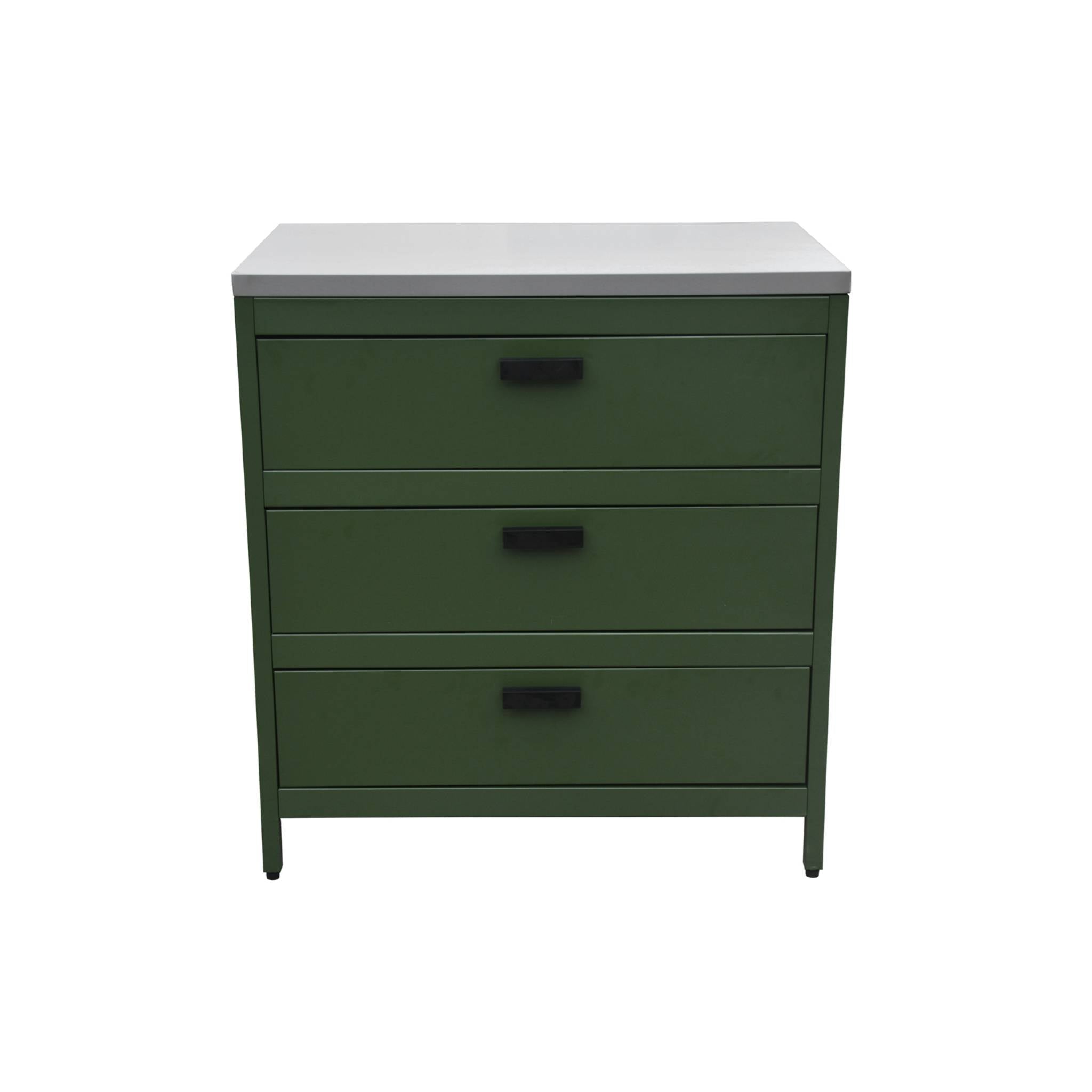 Mobile da esterno in acciaio con 3 cassetti, 80cm, verde