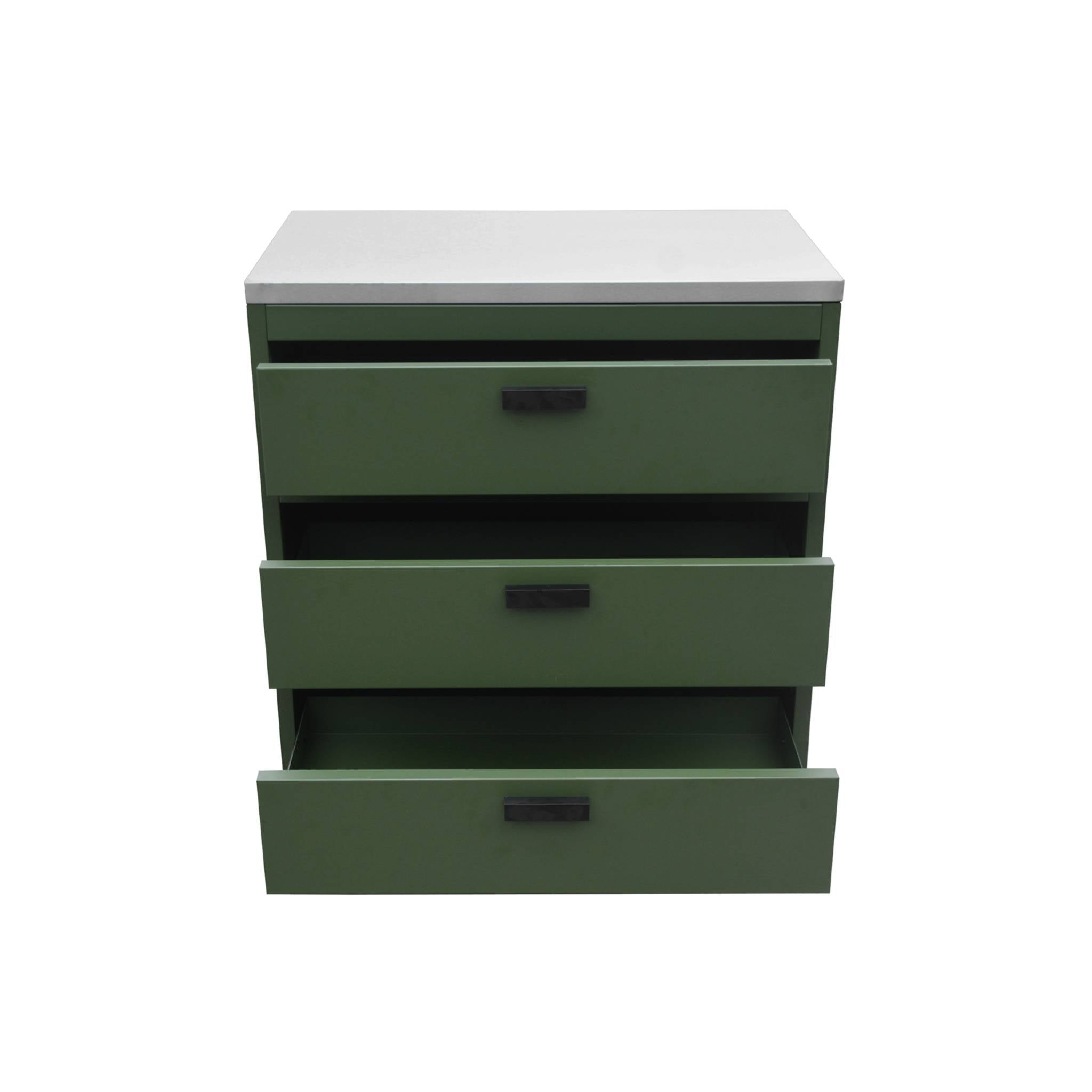 Mobile da esterno in acciaio con 3 cassetti, 80cm, verde