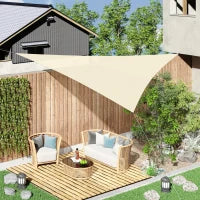 Tenda a Vela Triangolare Tessuto Leggero e Resistente ad Acqua Blocca il 90% dei Raggi UV in HDPE (Polietilene ad Alta Densità) Crema 5x5x5m