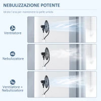 Ventilatore a Nebulizzazione da 3L a 3 Modalità e 3 Velocità, in Plastica e Metallo, 50x40x125 cm, Bianco e Nero