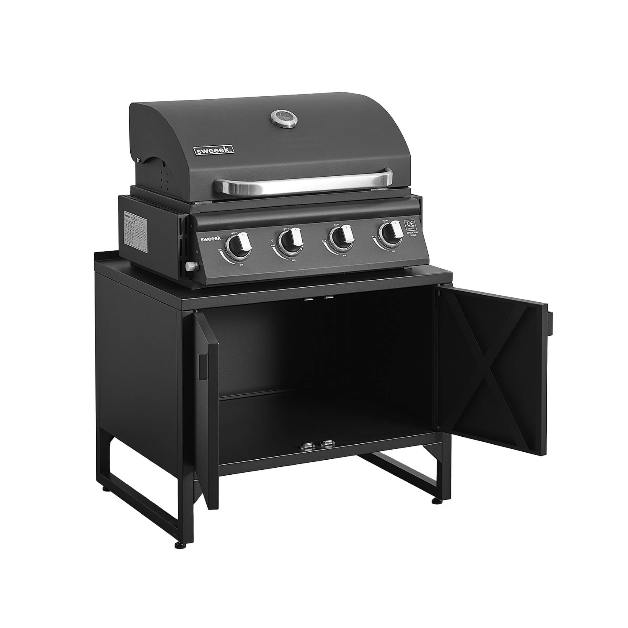 Cucina esterna in acciaio con 2 ante, 80cm, nero