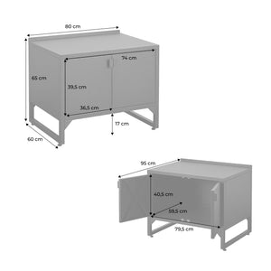 Cucina esterna in acciaio con 2 ante, 80cm, nero