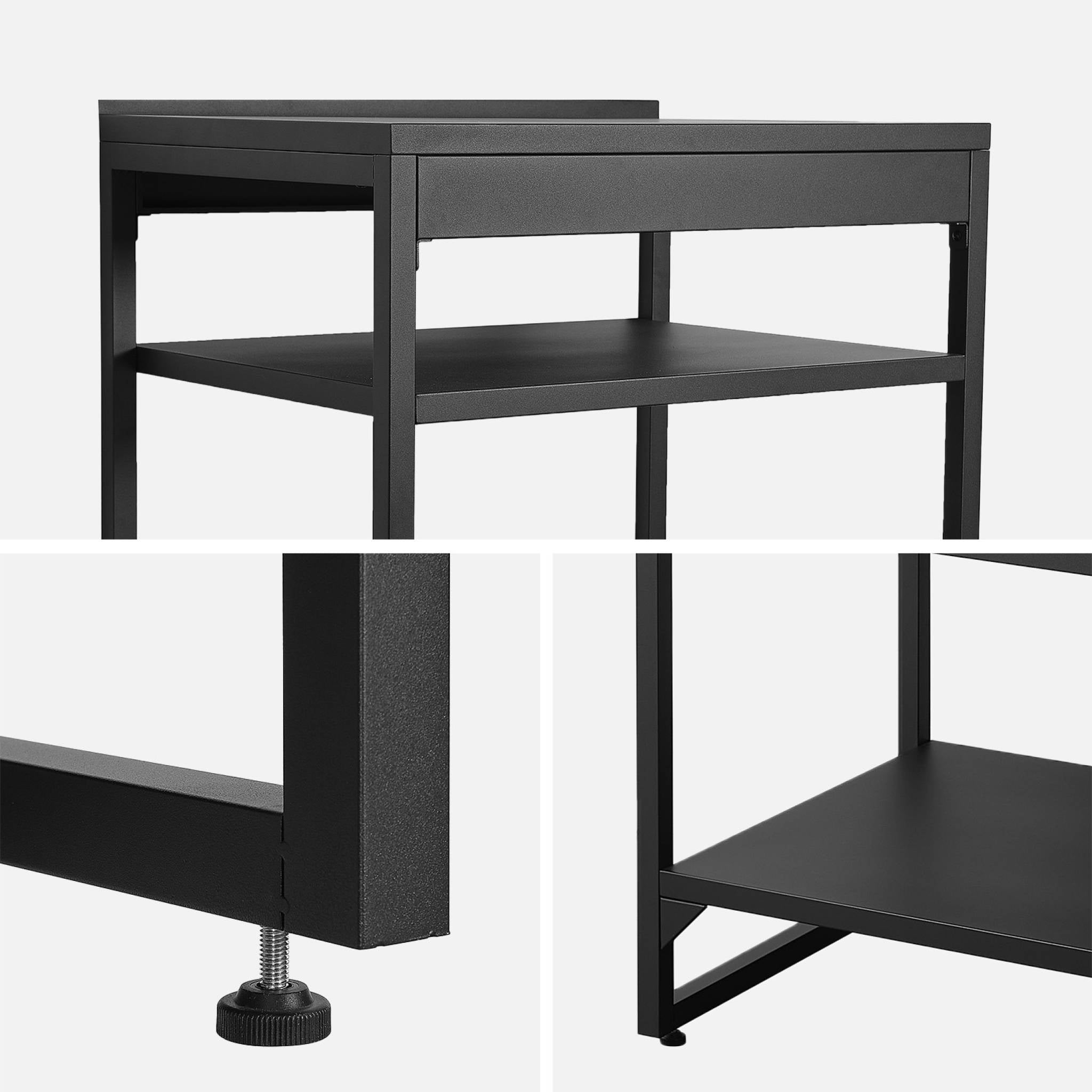 Cucina esterna in acciaio 2 ripiani l80cm, nero