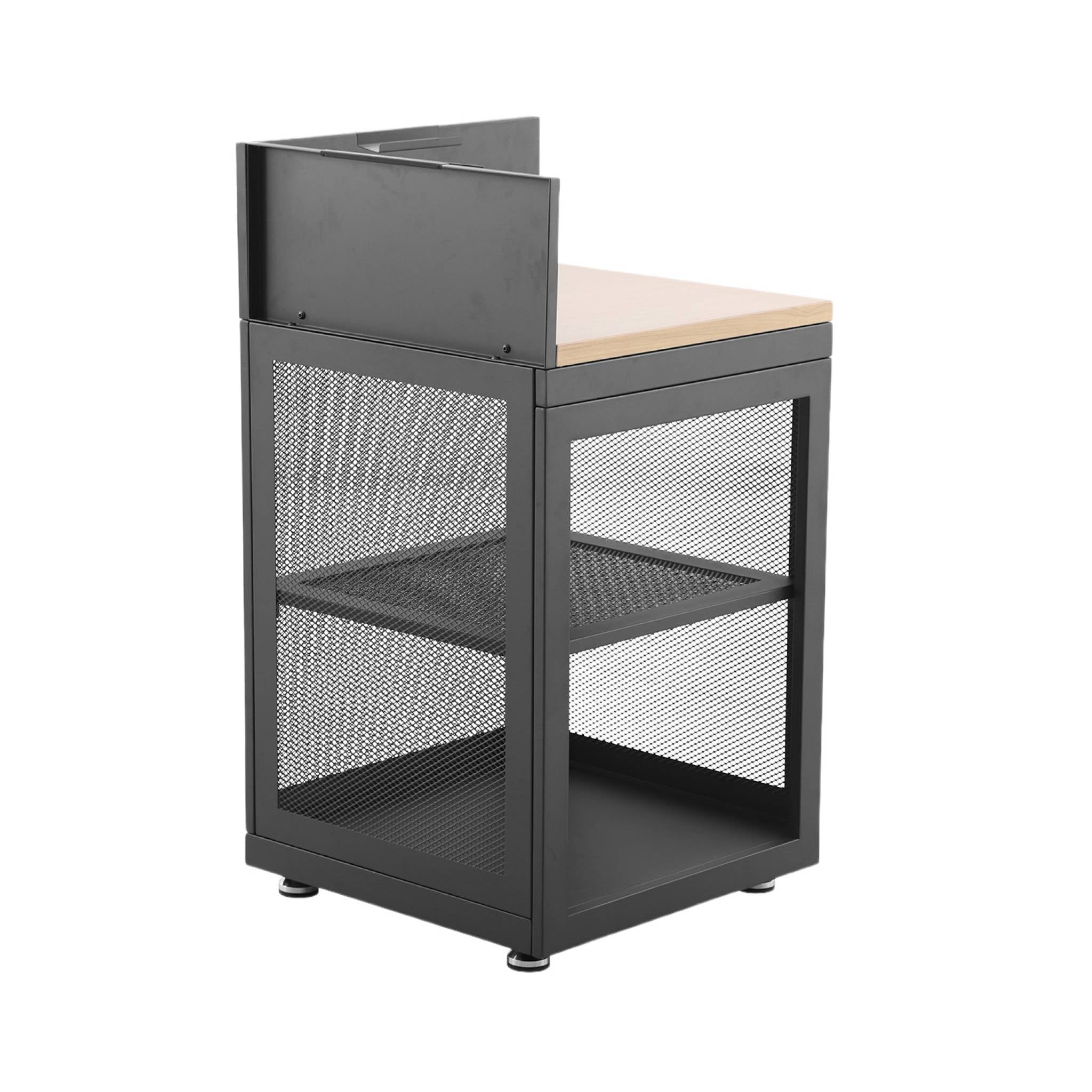 Cucina esterna in acciaio e decorazione in legno 1 ripiano, 60cm, nero