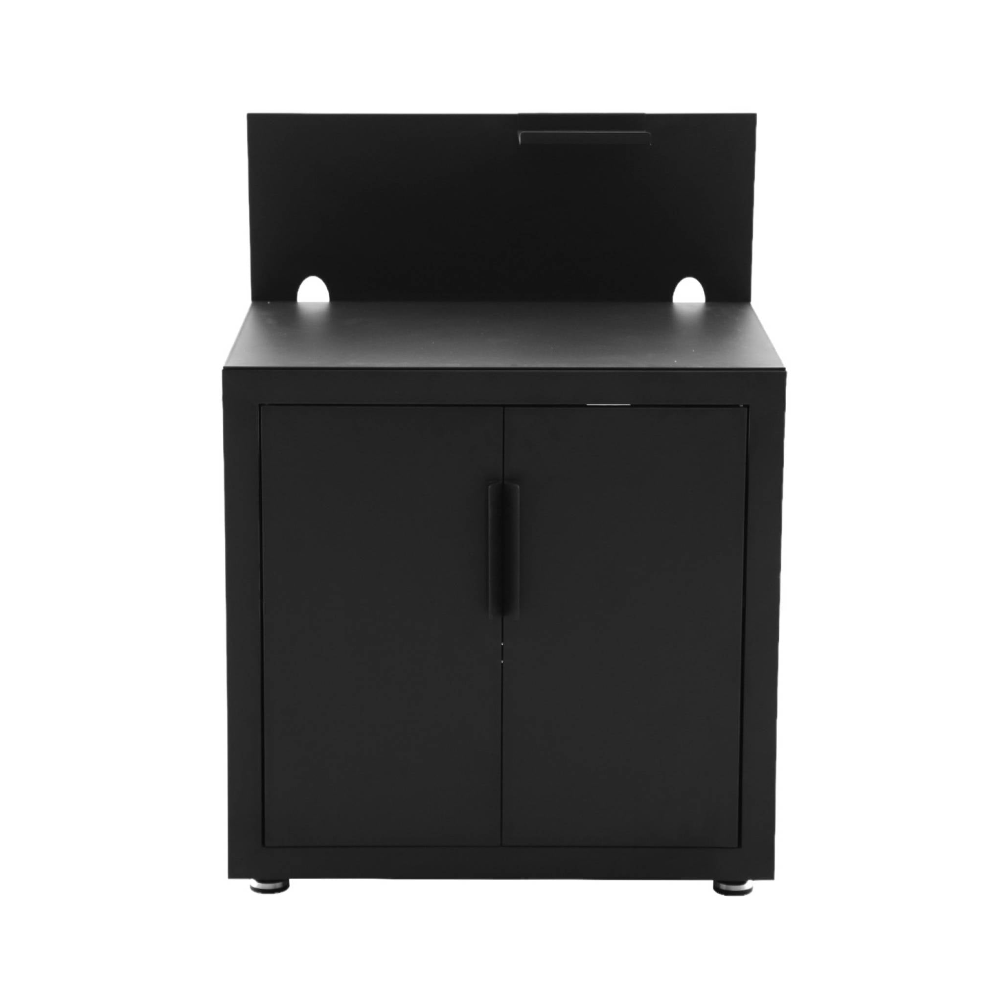 Cucina esterna in acciaio 2 porte 1 gancio, 80cm, nero