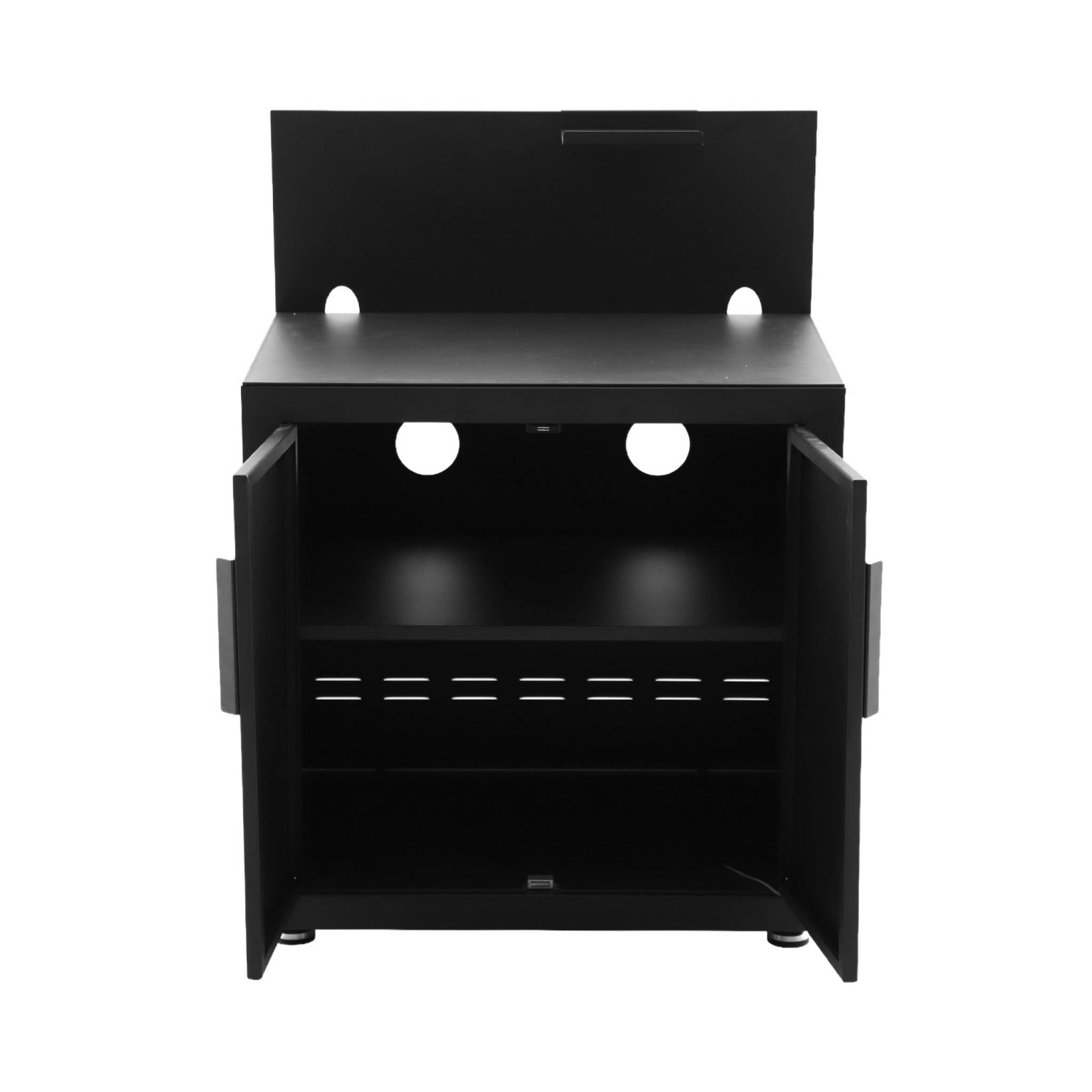 Cucina esterna in acciaio 2 porte 1 gancio, 80cm, nero