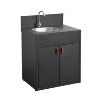 Cucina da esterno in acciaio con lavello e 2 ante, 80cm, nero