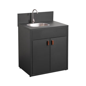 Cucina da esterno in acciaio con lavello e 2 ante, 80cm, nero