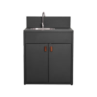 Cucina da esterno in acciaio con lavello e 2 ante, 80cm, nero