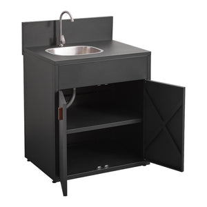 Cucina da esterno in acciaio con lavello e 2 ante, 80cm, nero
