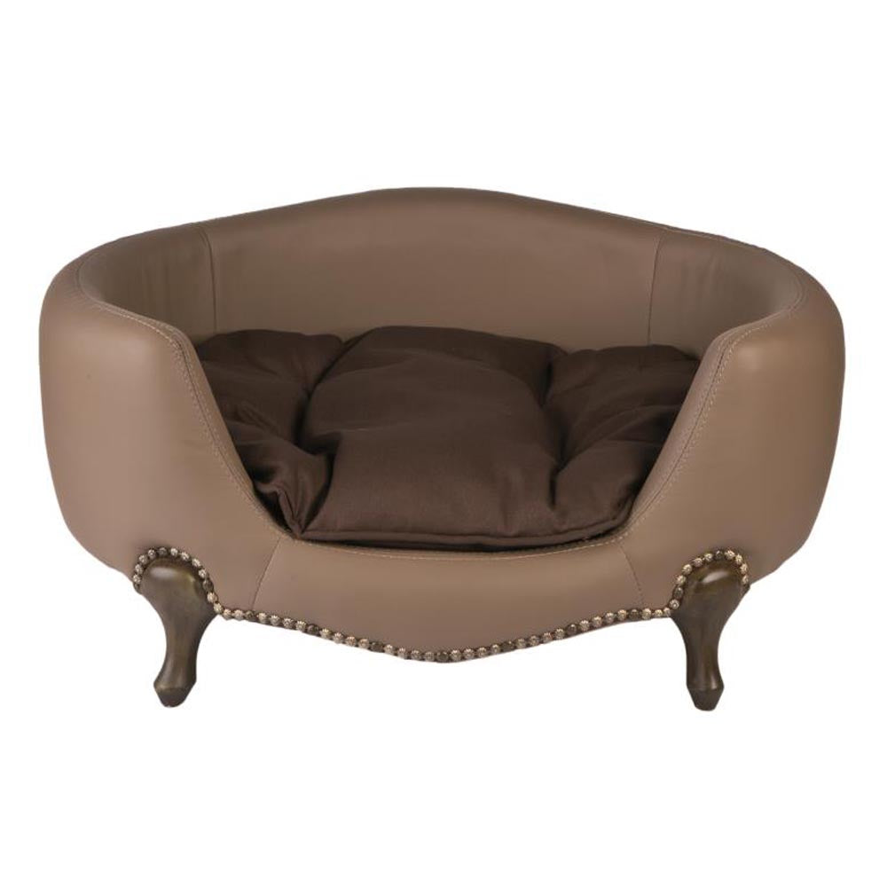 Divano per cani luxury elegance ecopelle c/cuscino marrone cm 74x56xh36