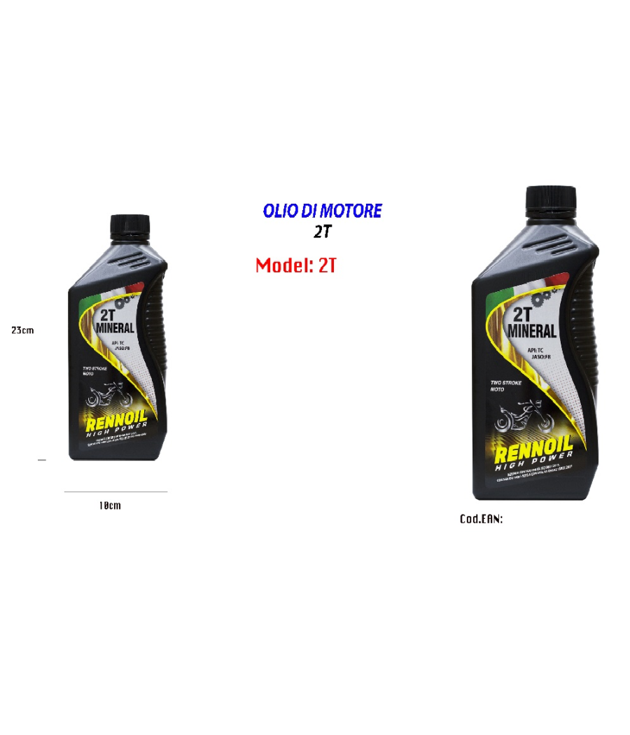 Olio Motore Lubrificante Miscela Per Motorini Moto A Due Tempi Rennoil High Power 2t         