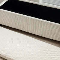 Panca Fondo Letto con Spazio Contenitore da 84L, in Tessuto Effetto Velluto a Coste e Acciaio, 112x42x40 cm, Beige